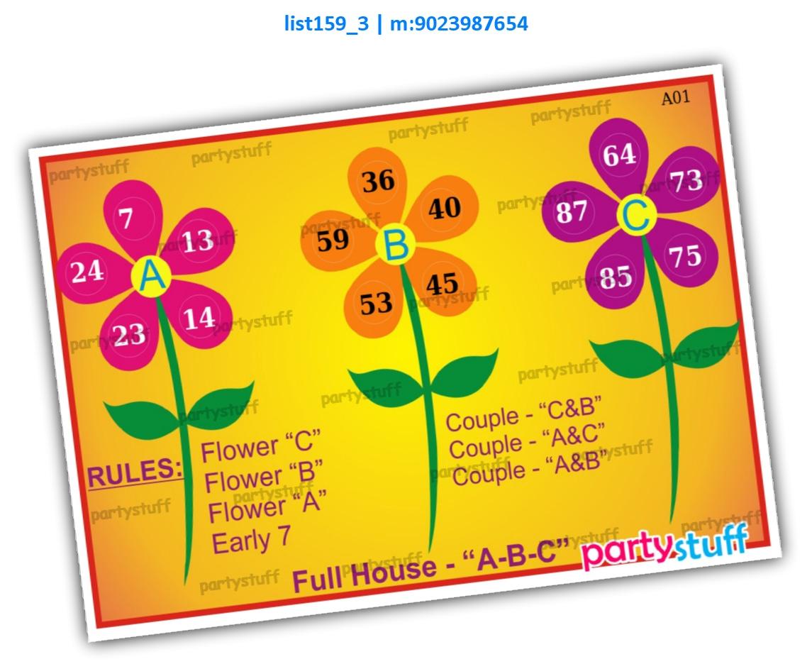 Floral theme Tambola Housie in Group Number Kukuba (16 cards, Card Paper) abbey