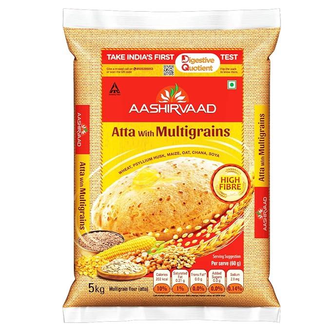 aashirvaad atta with multigrains 5kg pack the high fibre atta