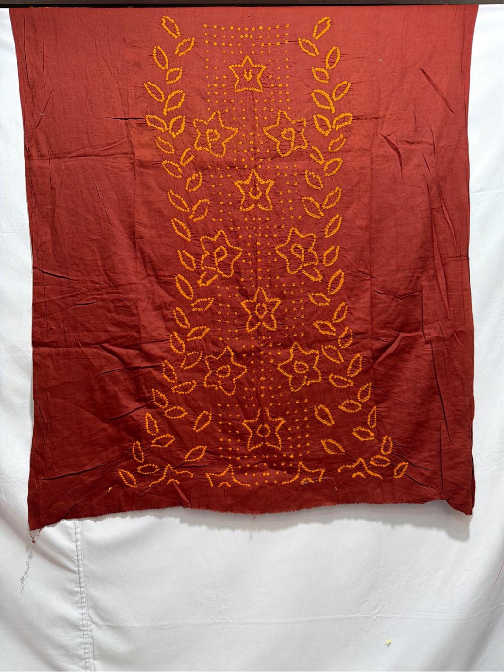 Kala Sanskruti All Over Maroon  Color Cotton Bandhani Kurti Material 3 M Elegant Traditional Kurti Cotton Satin Fabric for Women maroon Unstitched