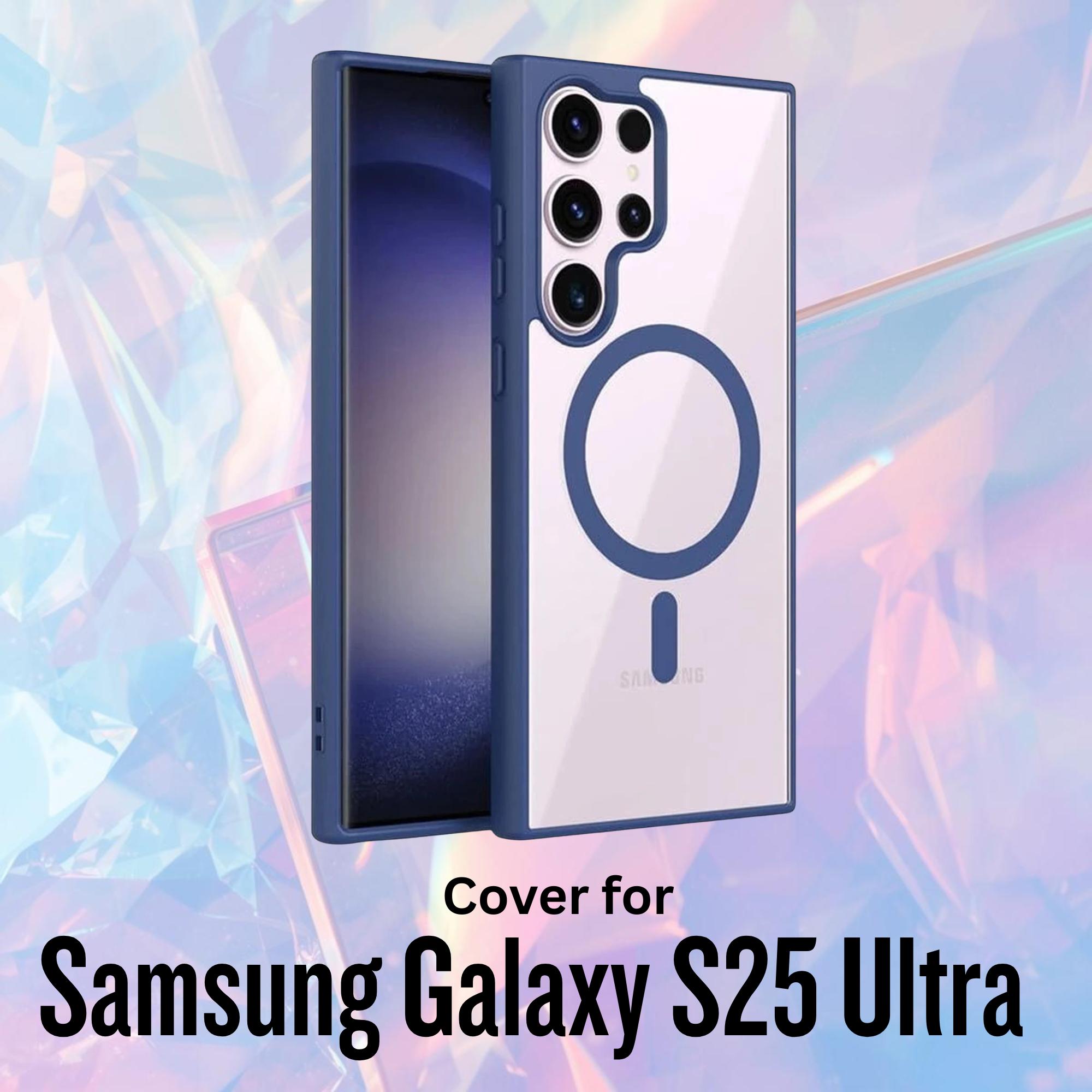 Mobile Cover for Samsung Galaxy S25 Ultra 5G Case MagSafe Compatible Shockproof Slim Matte Translucent Back with Non-Slip Grip Military-Grade Drop Protection blue