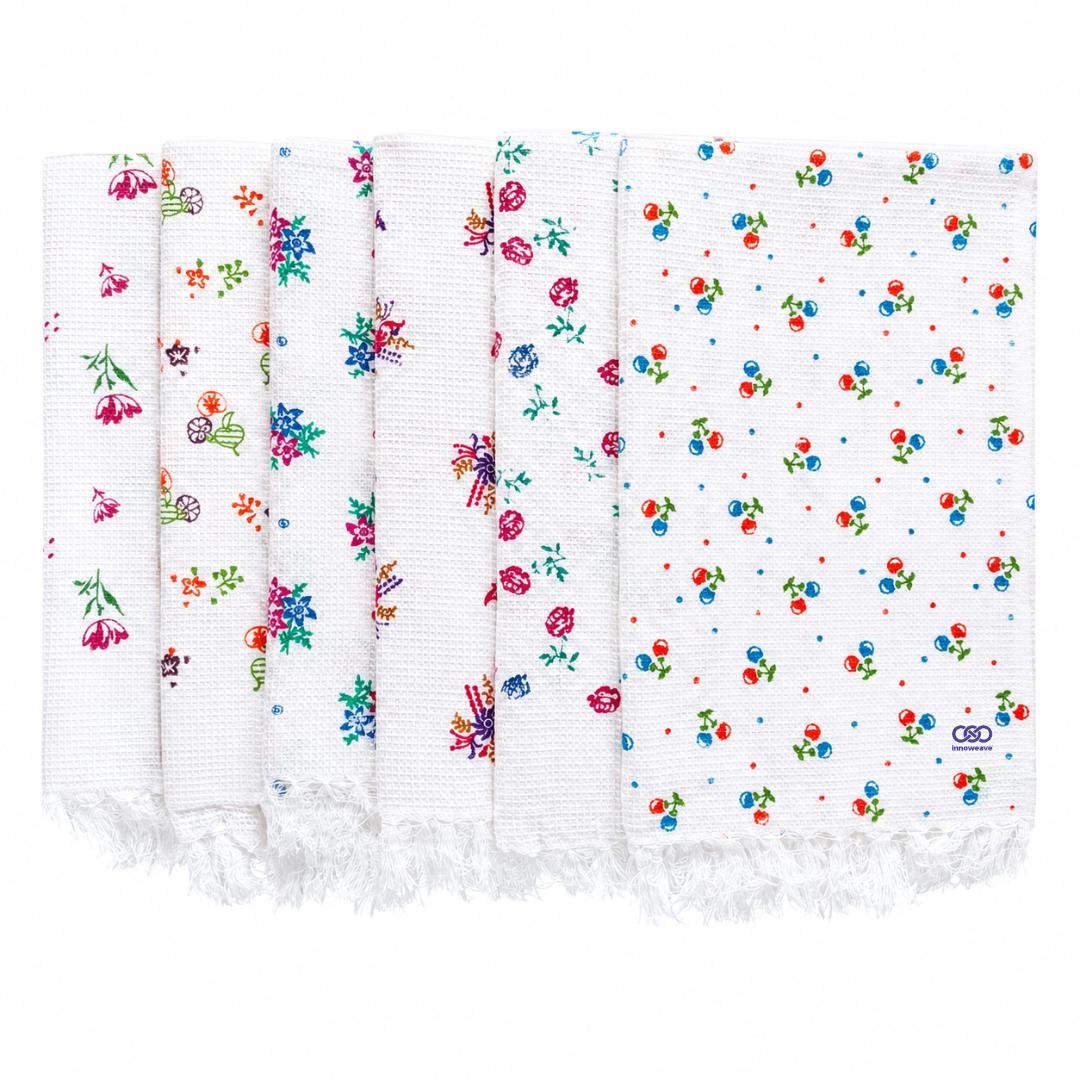 Floral Bliss Towels ( Pack of 6 ) lilywhite Free Size