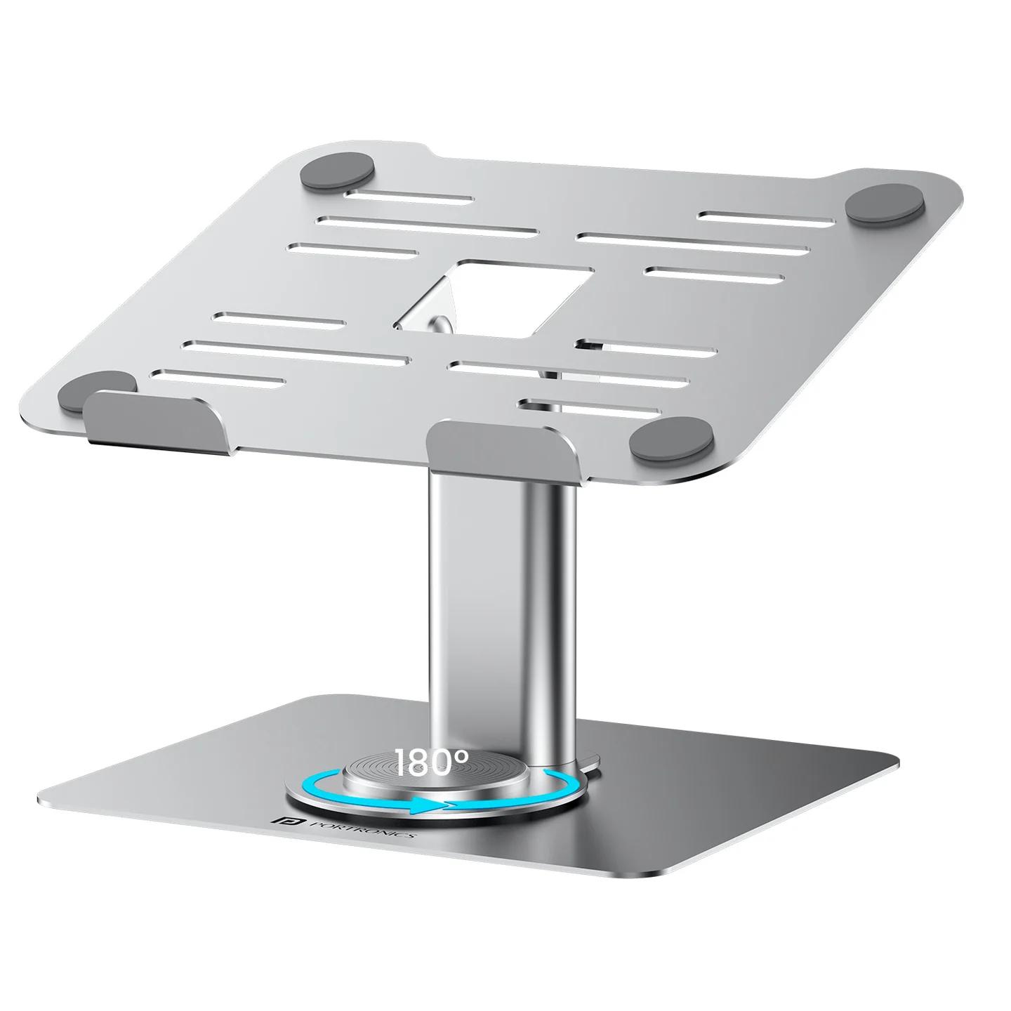 Portronics Twister Laptop Stand, Adjustable Height & Angle,10 KG Capacity (Grey) black