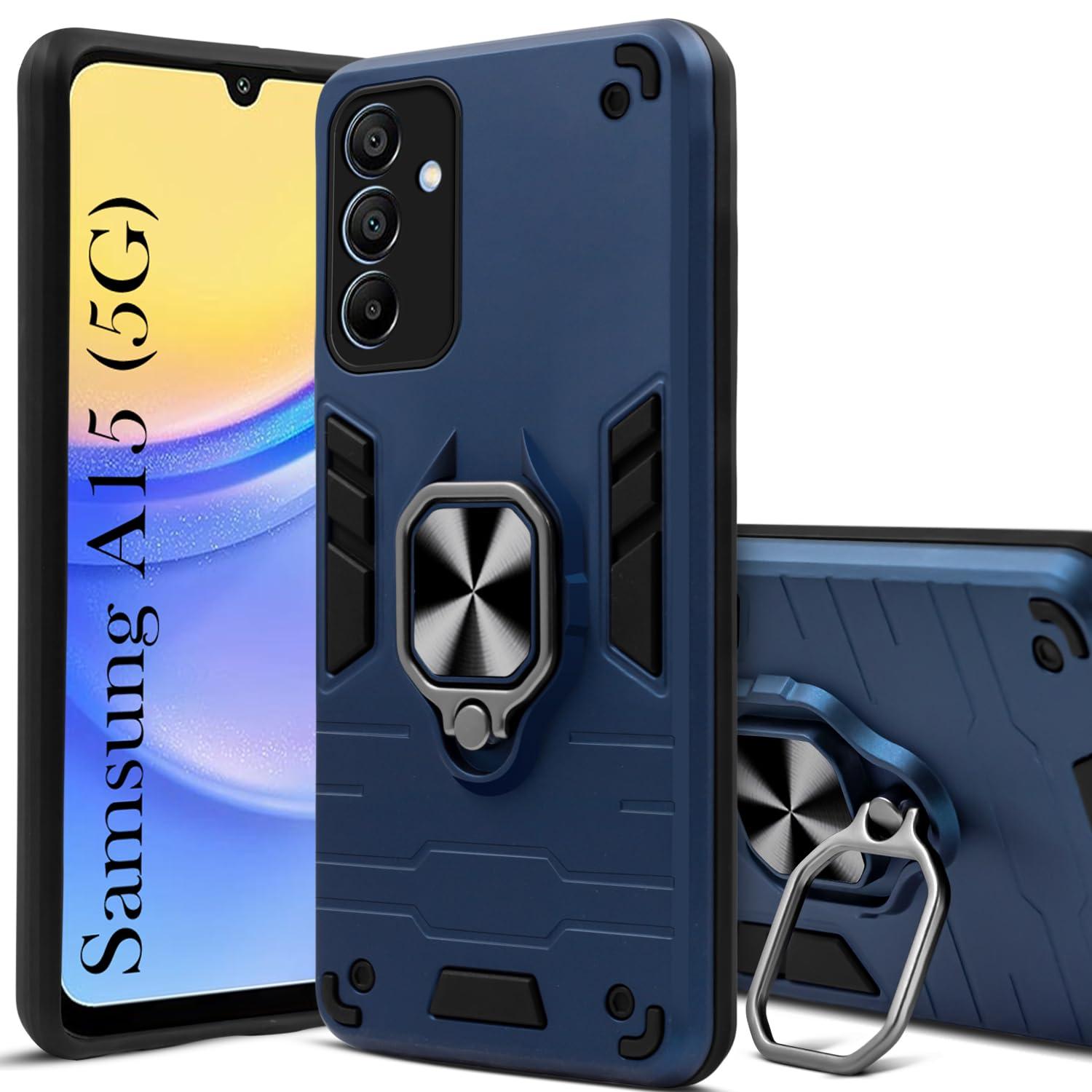 Mobile Cover for Samsung Galaxy A15 5G Armor Shockproof Back Case (Hybrid PC + TPU) with Kickstand blue