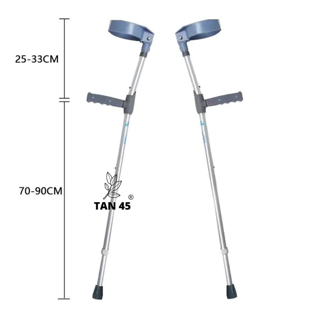 Tan45 Elbow Stick Crutches, with Adjustable Height & Movable Elbow Support, Light Weight, PVC Grip Handle (Pack of 1) Imported,Ideal