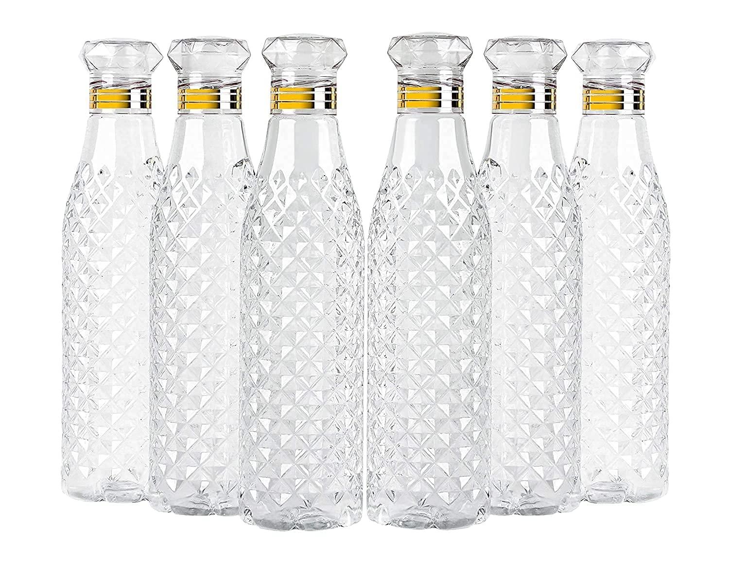 Water Bottle 1000 Ml Plastic Fridge Water Bottle BPA and Leak Free & Unbreakable Diamond texture Transparent Bottle Crystal Diamond