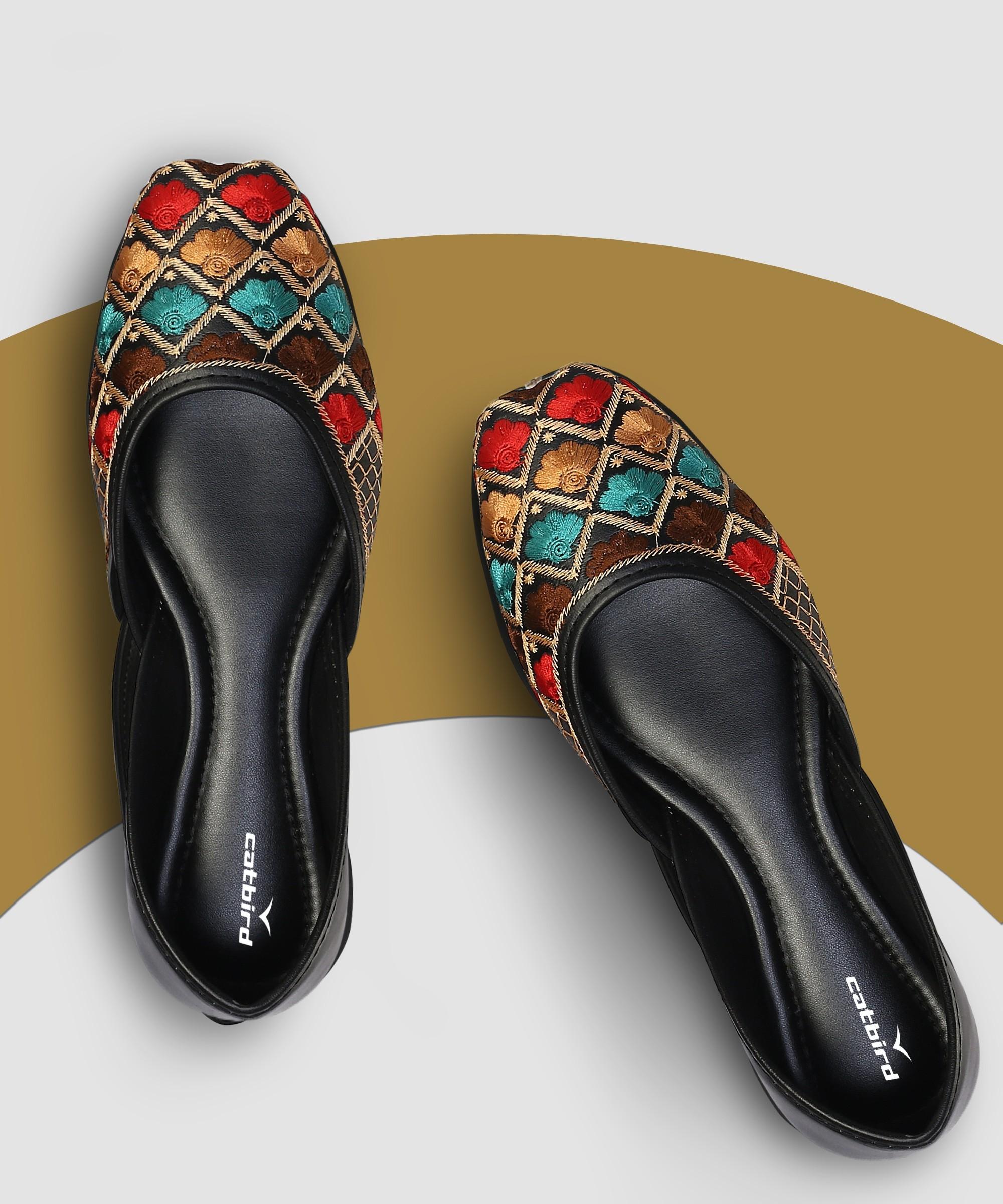 womens multi thread emboidery jutti