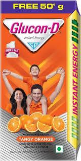 glucon d orange flavoured glucose based beverage mix 125 g 75g 50g free carton