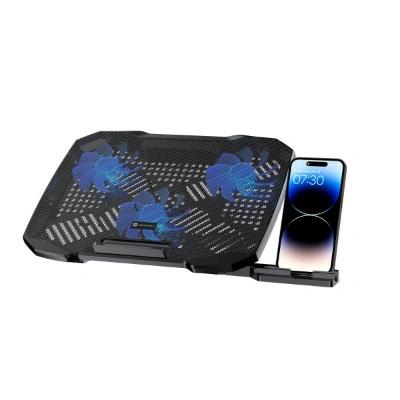 Portronics My Buddy Air 4 Laptop Cooling Pad with Triple Cooling Fans, Multi-Level Height Adjustable, Mobile Holder, USB Powered, Metal Mesh Grill, for Upto 15.6 Inch Laptops (Black) black