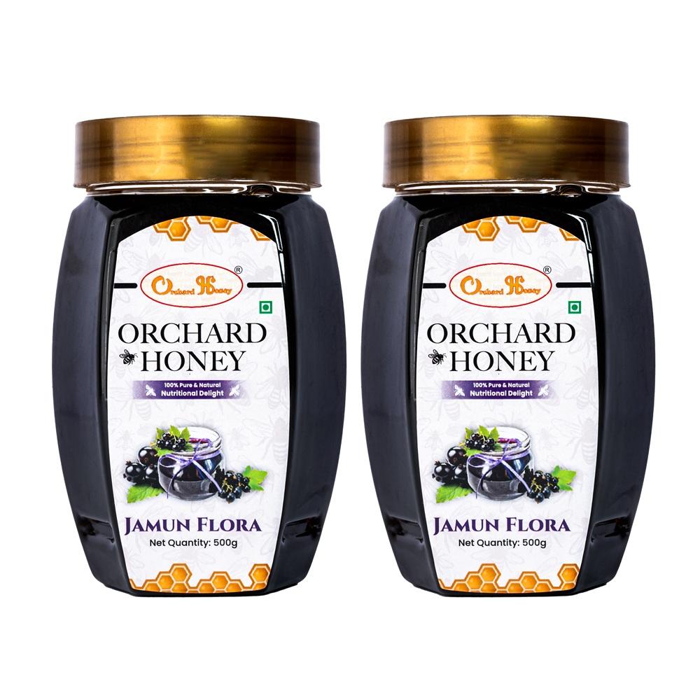 orchard honey jamun flora unprocessed honey 100 pure and natural honey rich in nutrients boosts immunity original bee honey 500 500gm pack of 2
