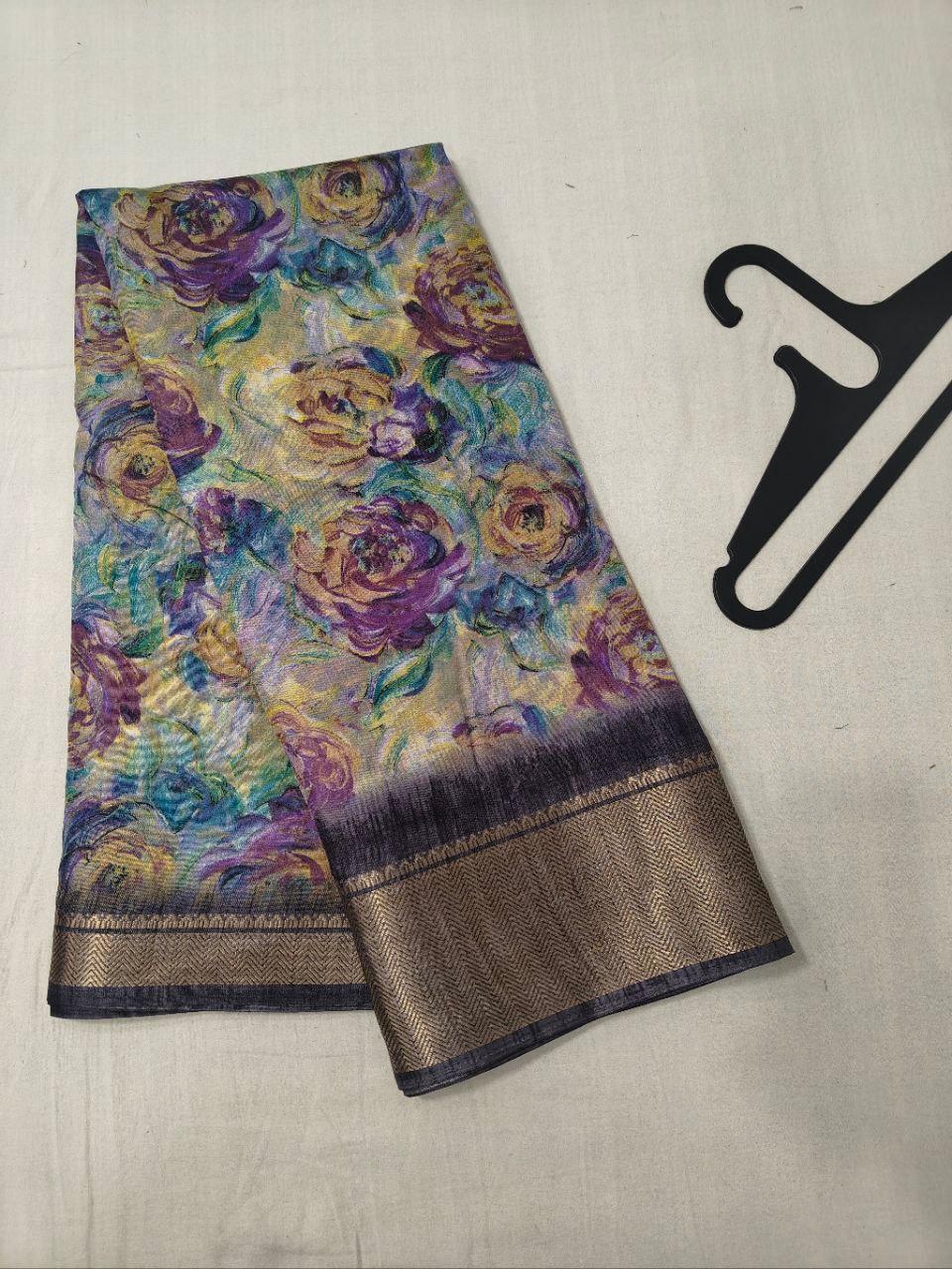flower dola silk saree