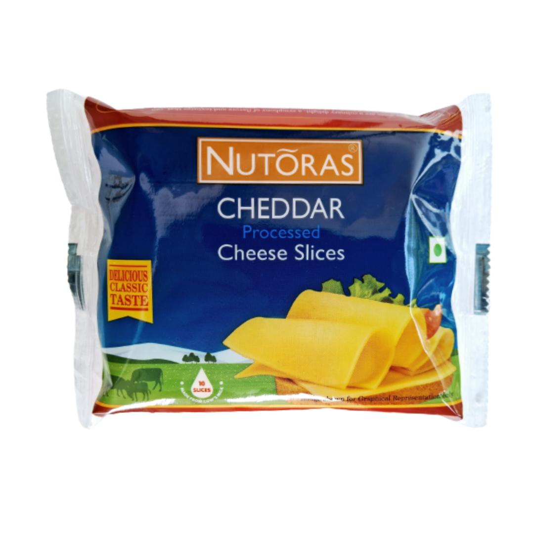 nutoras cheddar processed cheese slice 200g