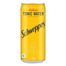 schweppes indian tonic water contains quinine soda water with refreshing taste 300 ml can