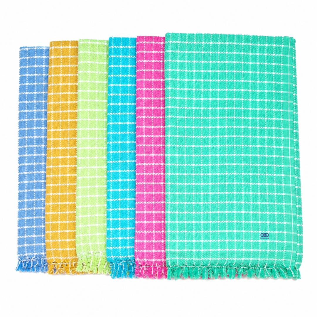 Bright Grid Towels ( Pack of 6 ) turquoise Free Size