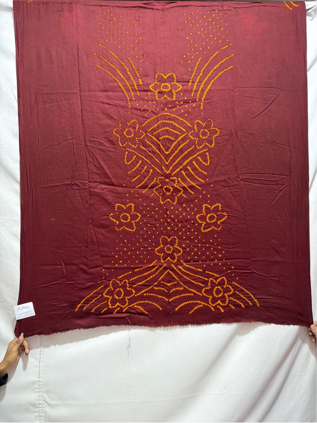 Kala Sanskruti All Over Maroon Color Cotton Bandhani Kurti Material 3 M Elegant Traditional Kurti Cotton Satin Fabric for Women maroon Unstitched