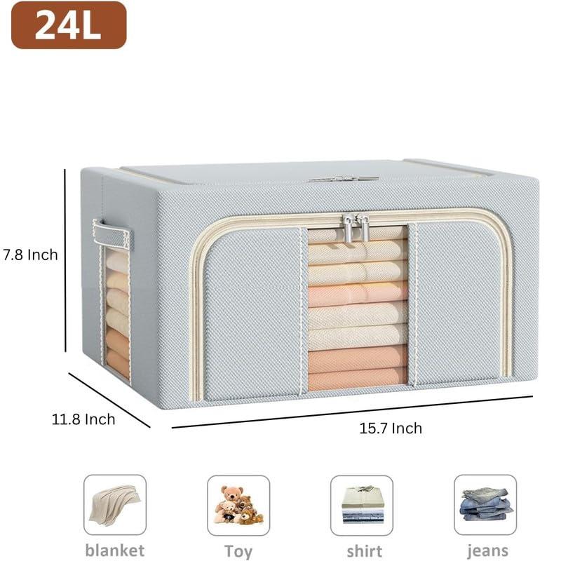 Panchhi Store Organisers Storage Box for Clothes 24 Liter Capacity Wardrobe Organizer for Clothes Oxford Fabric Storage Organizer Foldable Steel Panchhi Store Organisers Storage Box for Clothes 24 Liter Capacity Wardrobe Organizer for Clothes Oxford Fabric Storage Organizer Foldable Steel