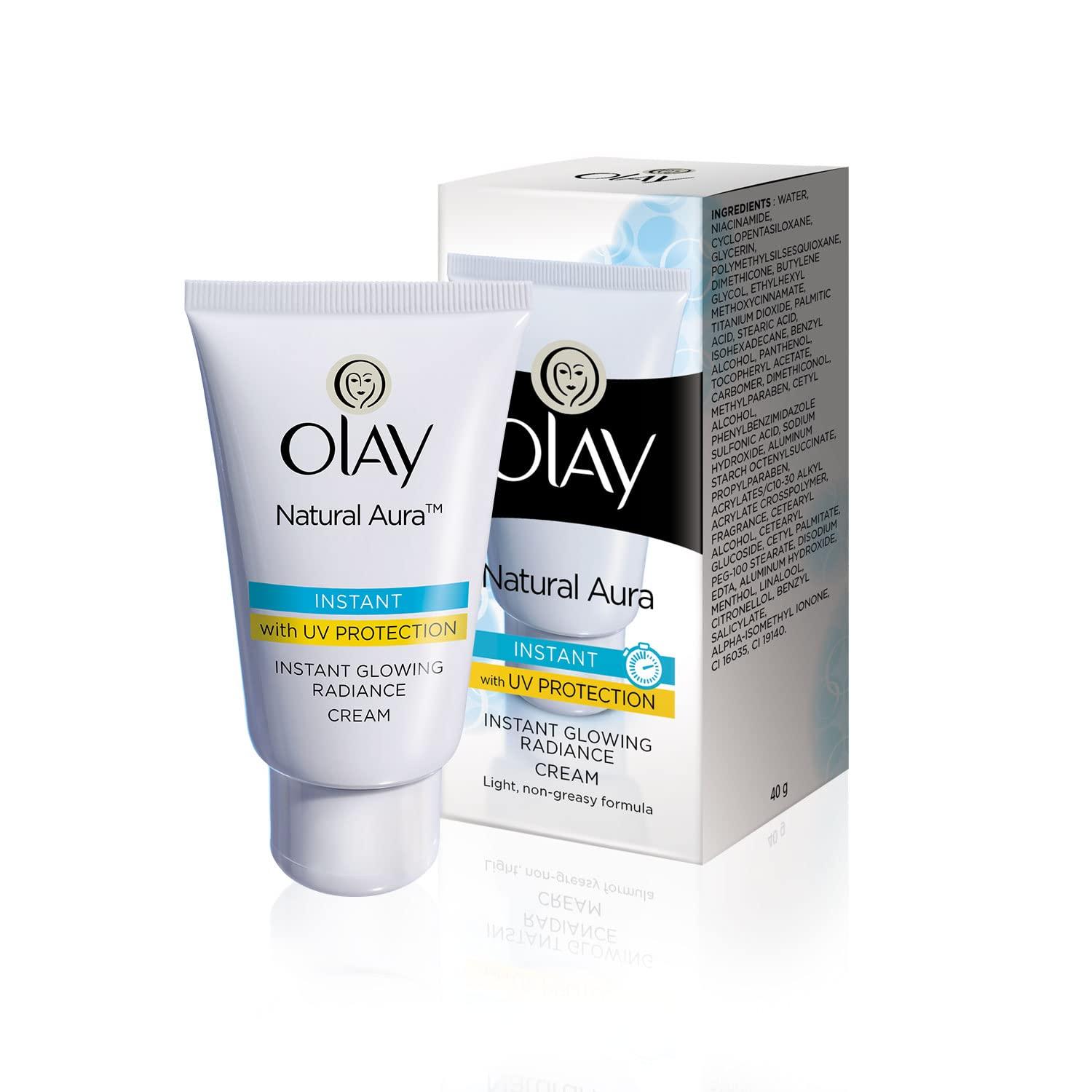 olay natural aura instant glowing cream 40 gms