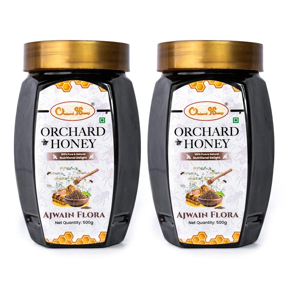 orchard honey ajwain flora unprocessed honey 100 pure and natural honey rich in nutrients boosts immunity original bee honey 500 500gm pack of 2