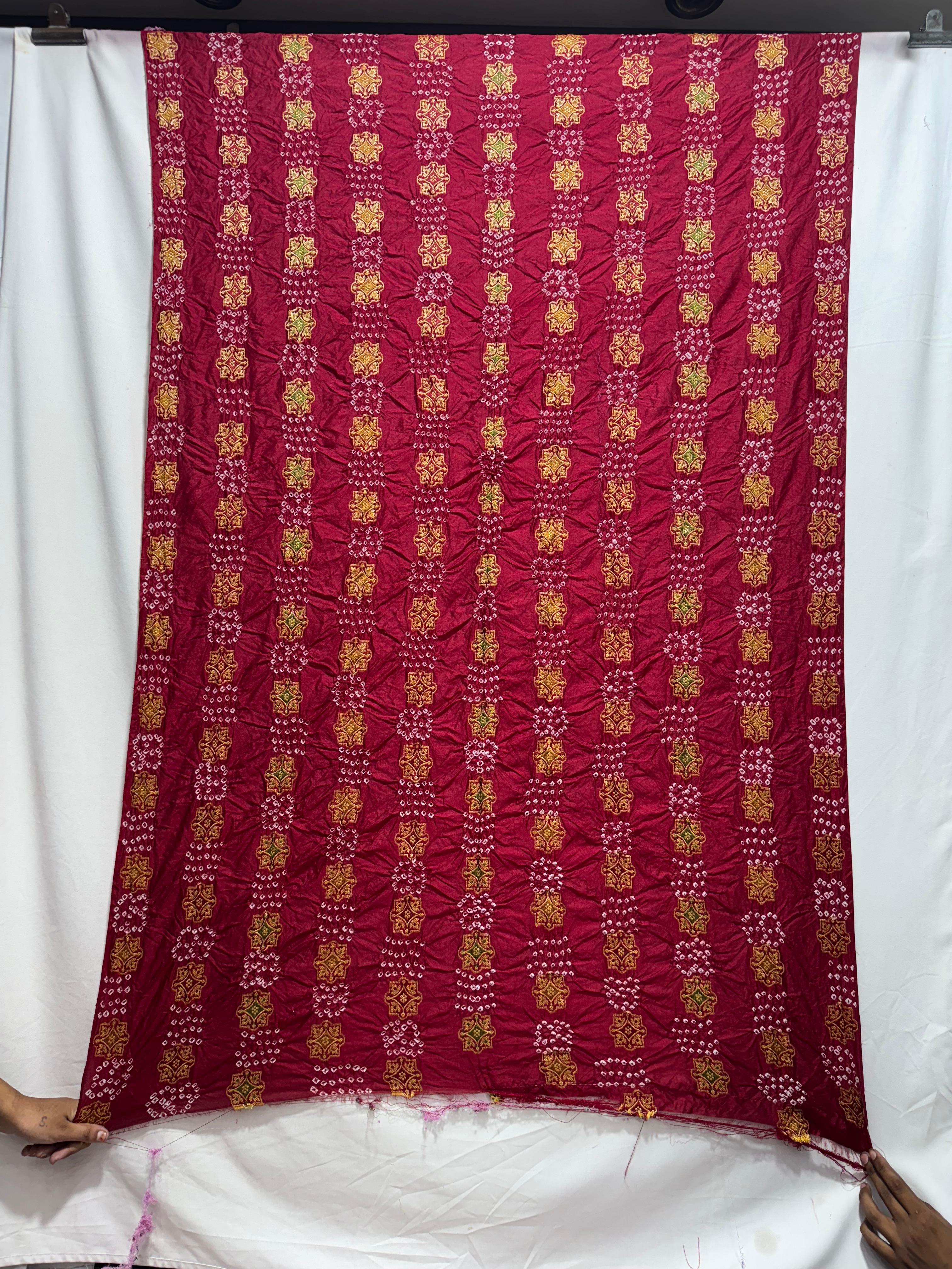 Kala Sanskruti All Over Maroon Color Dupion Silk Bandhani Kurti Material 3 M Piece Elegant Traditional Comfortable Fashionable Kurti Material Selection maroon Unstitched