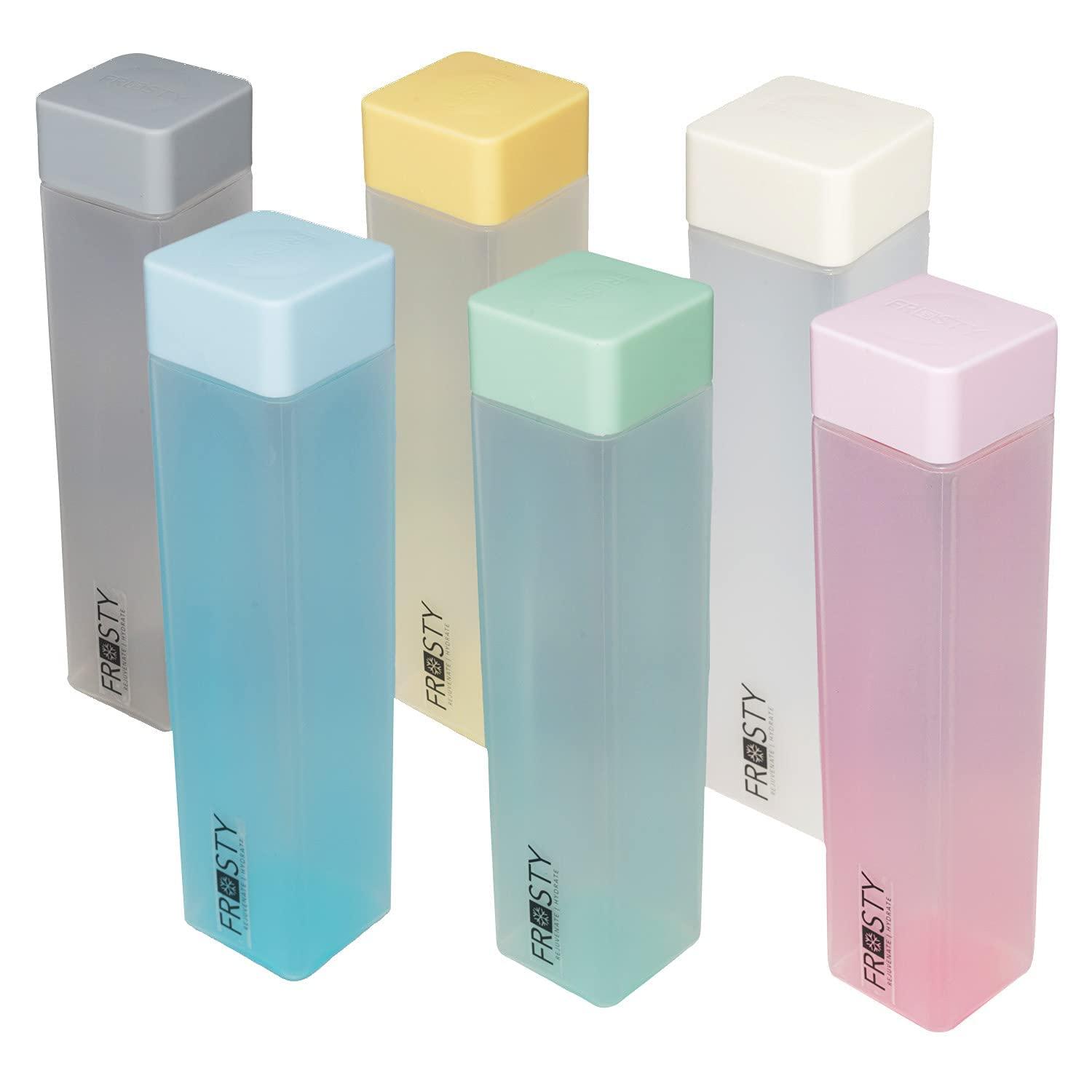 Frosty Square Water Bottles Unbreakable Water Bottle 1 Litre Leakproof Durable BPA-Free Non-Toxic Water bottle for office,Water bottle for gym, Water bottle for home(6 pcs) albescentwhite