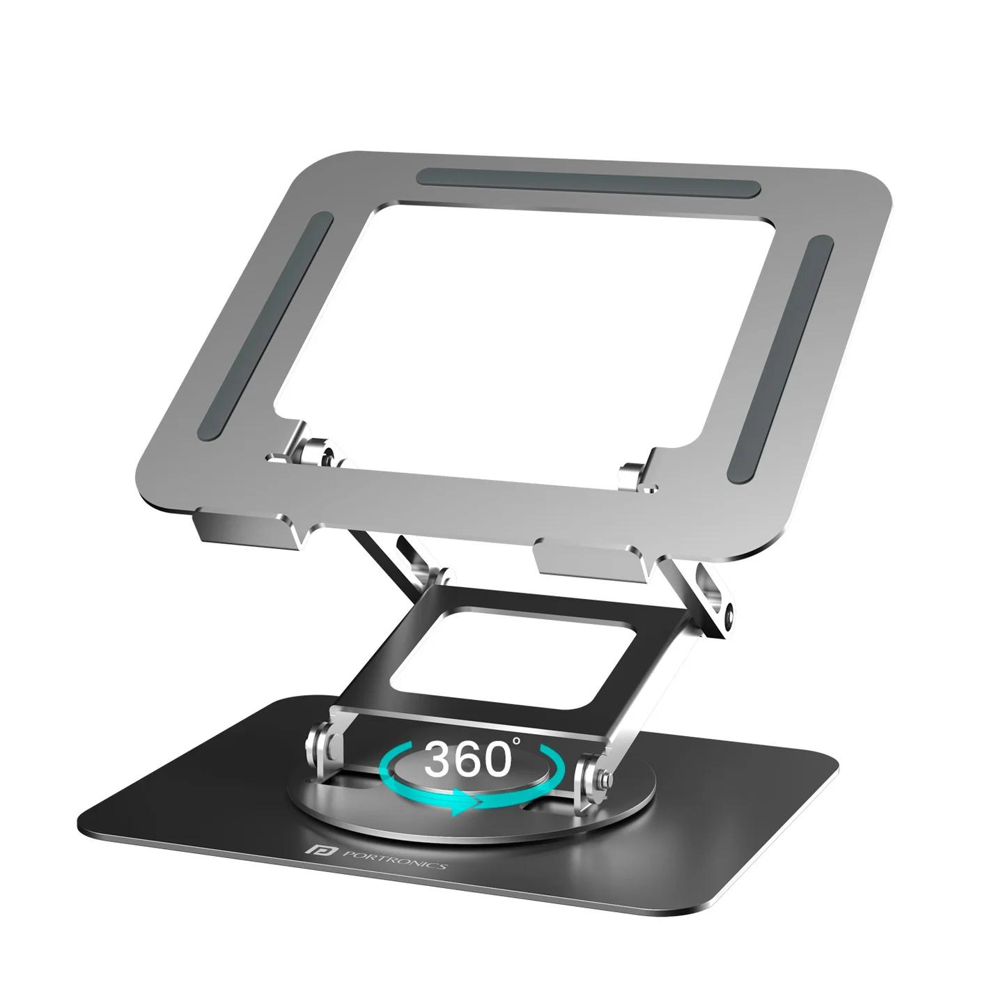 Portronics My Buddy K11 Pro Metal Laptop Stand with 360Ã‚Â° Rotation,for Laptops & MacBook(Silver) silver