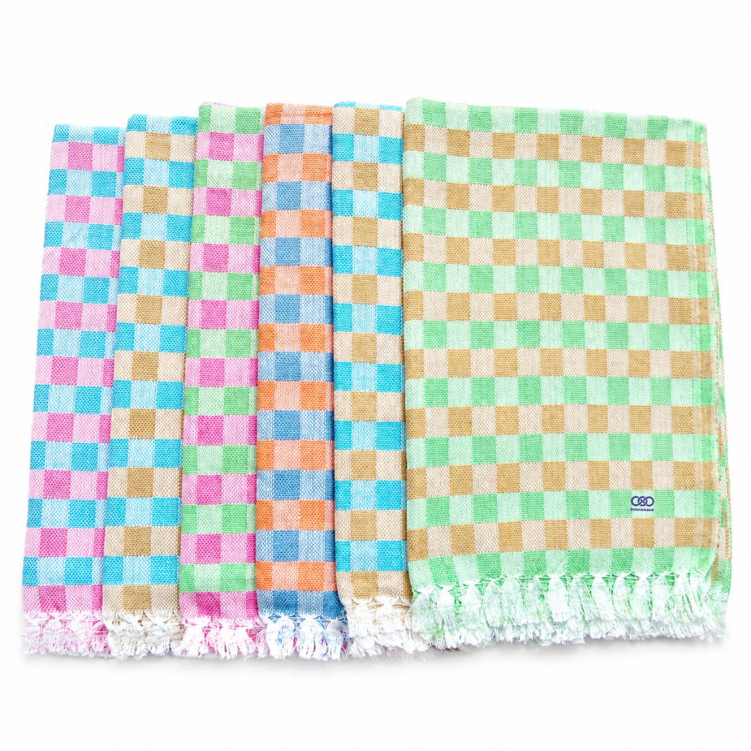 Pastel Check Towels (Pack of 6) pastelgreen Free Size