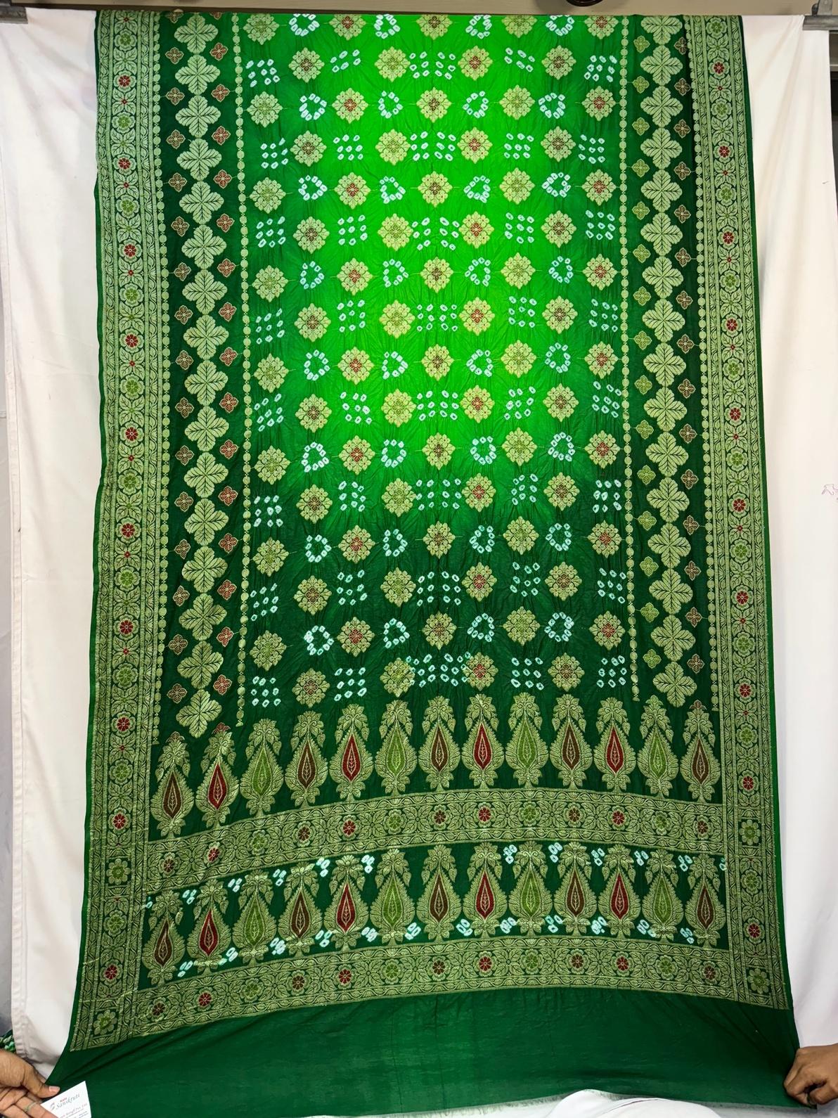 kala sanskruti light dark green color dupion silk bandhani saree 6 5m with blouse piece elegant traditional wear bridal saree for women