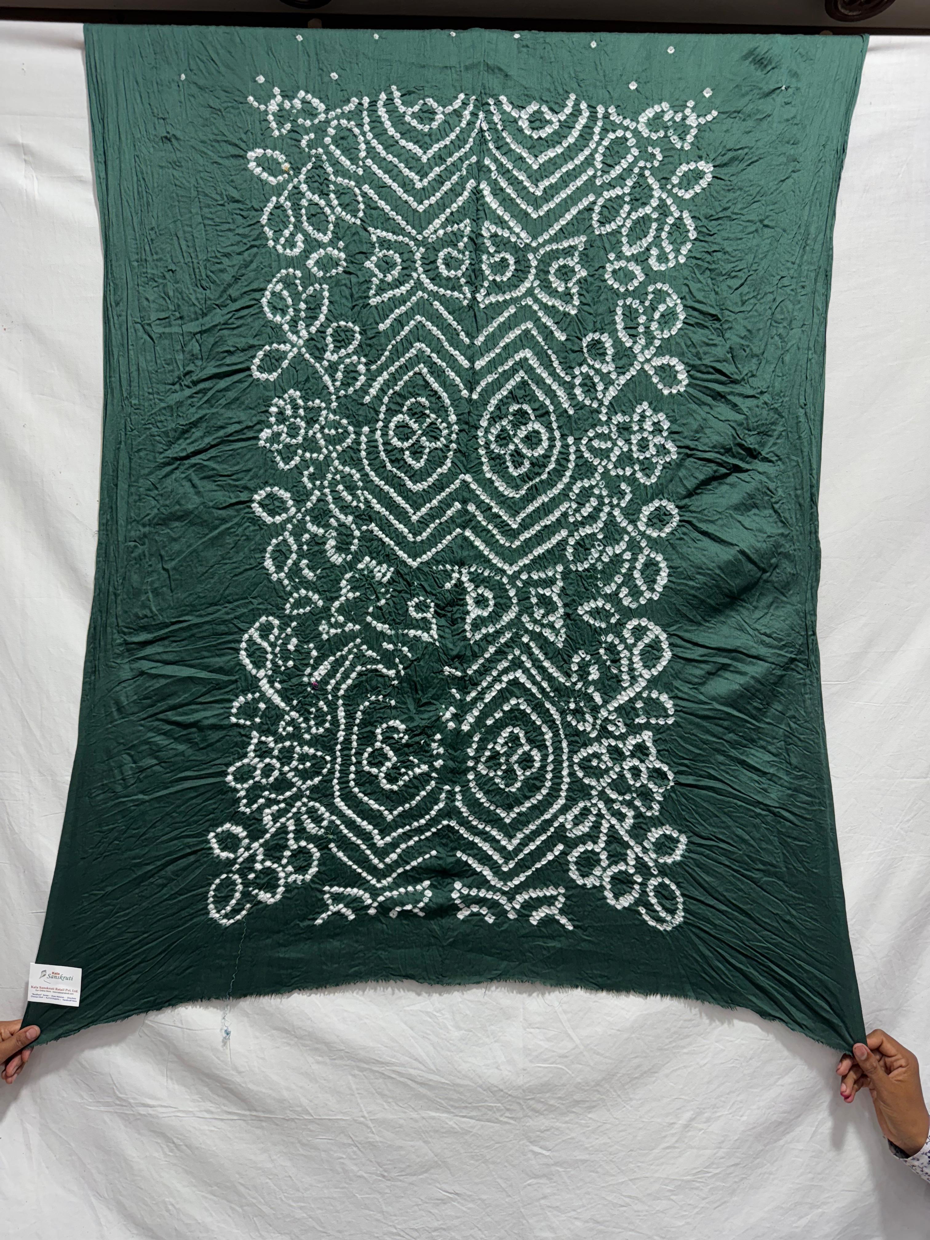 Kala Sanskruti All Over Kakch Color Cotton Bandhani Kurti Material 3 M Elegant Traditional Kurti Cotton Satin Fabric for Women green Unstitched