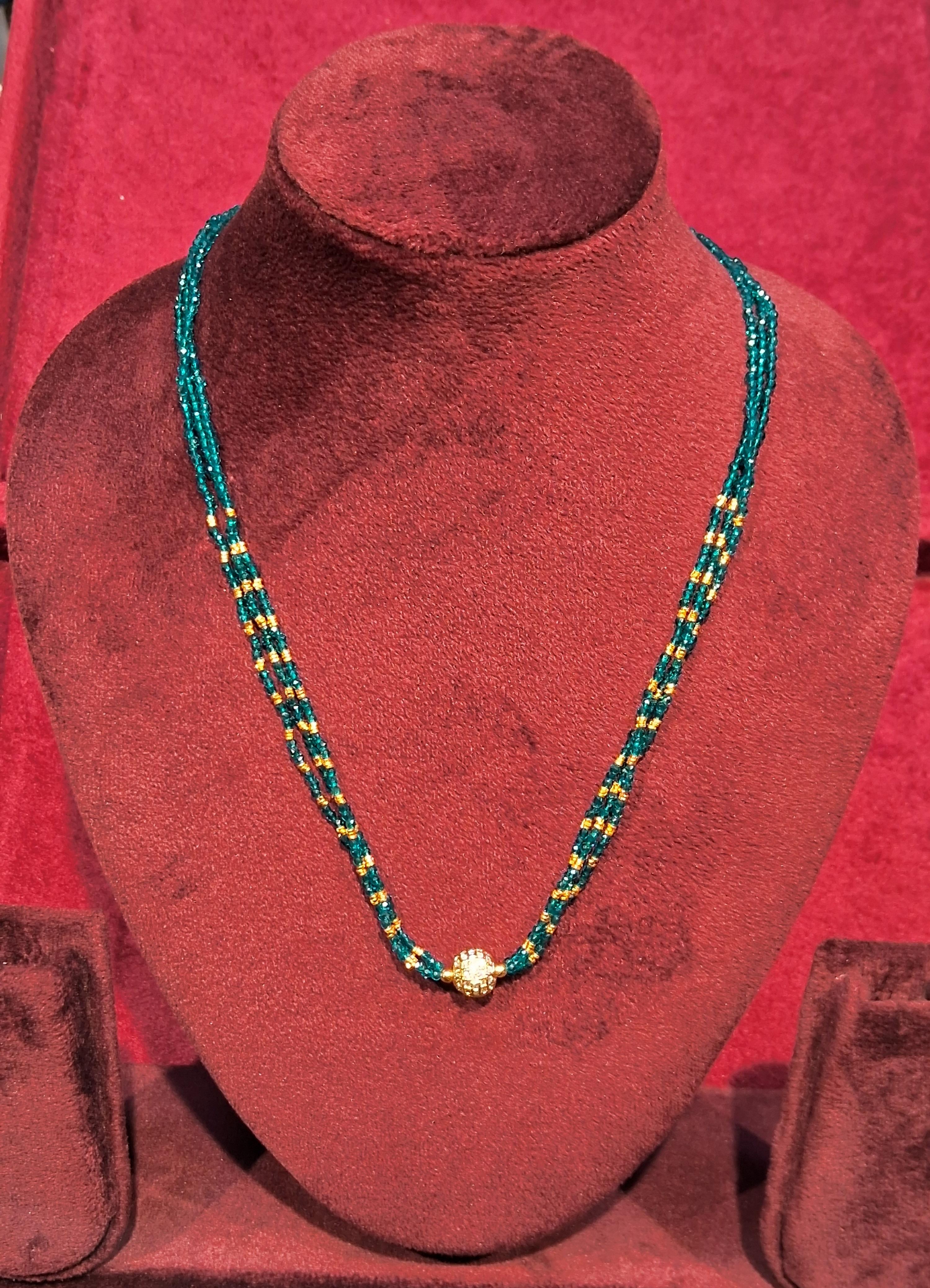 CHAIN CRYSTAL-Peacock Green gold Free Size