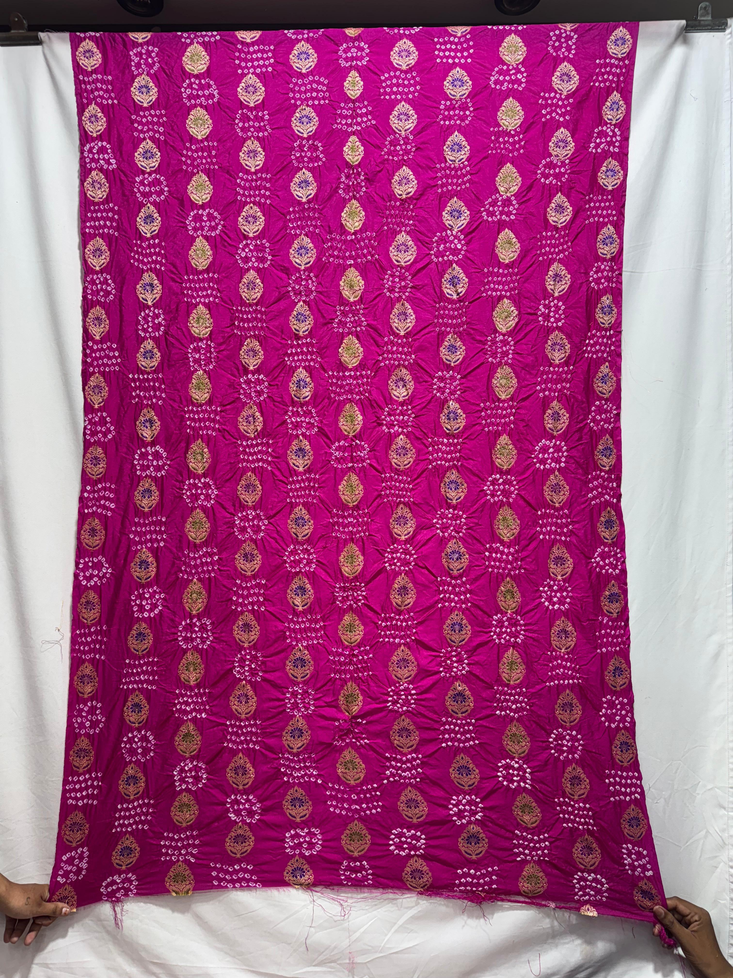 Kala Sanskruti All Over Rani pink Color Dupion Silk Bandhani Kurti Material 3 M Piece Elegant Traditional Comfortable Fashionable Kurti Material Selection pink Unstitched