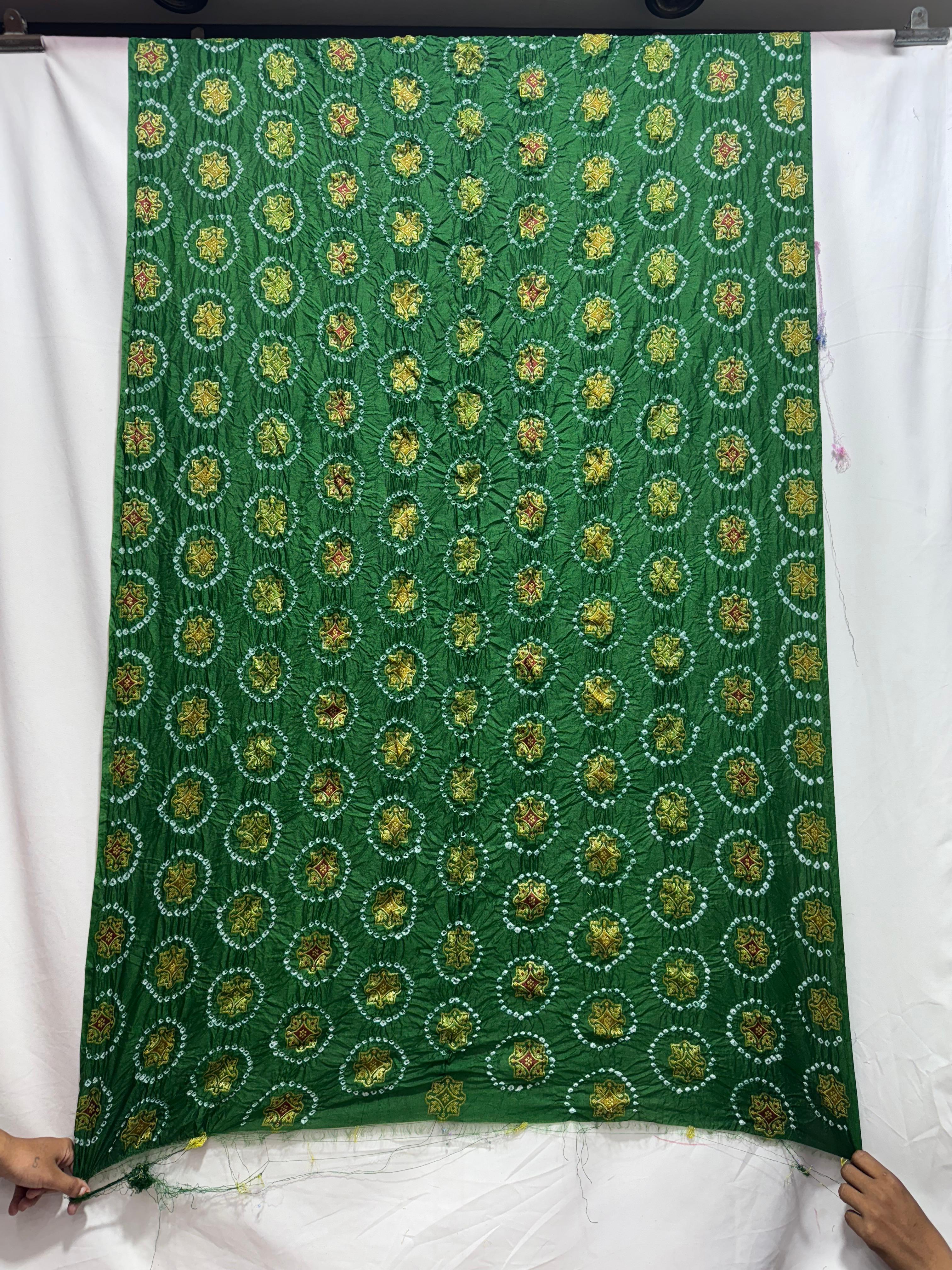 Kala Sanskruti All Over Green Color Dupion Silk Bandhani Kurti Material 3 M Piece Elegant Traditional Comfortable Fashionable Kurti Material Selection green Unstitched