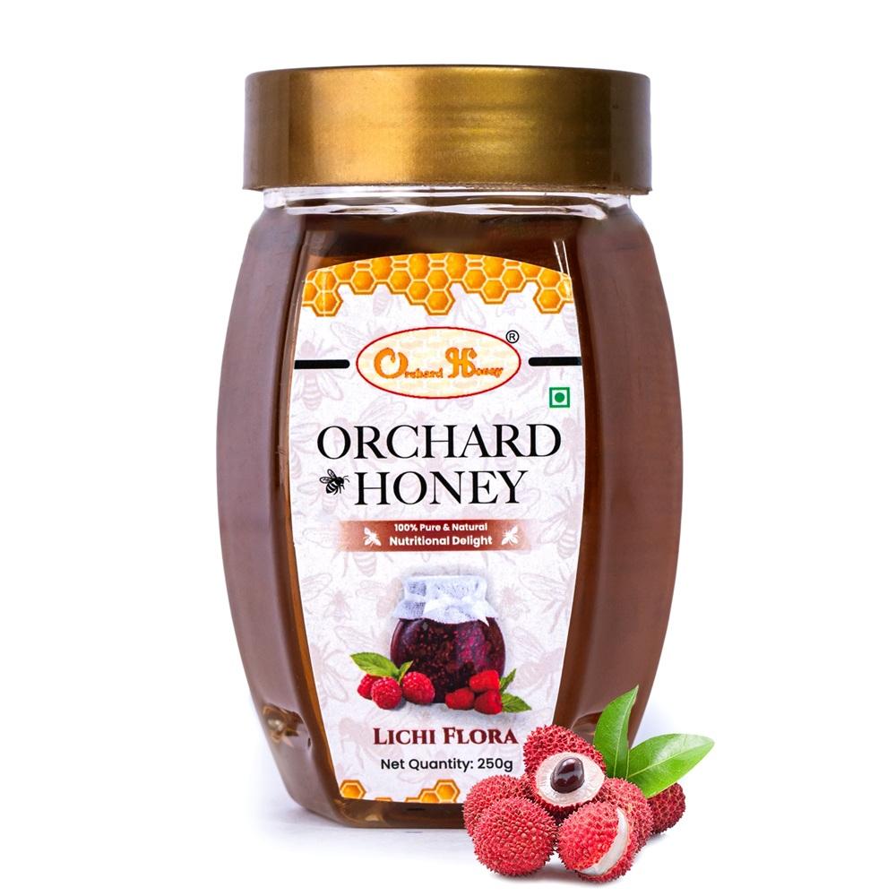 orchard honey litchi flora unprocessed honey 100 pure and natural honey rich in nutrients boosts immunity original bee honey 250gm 