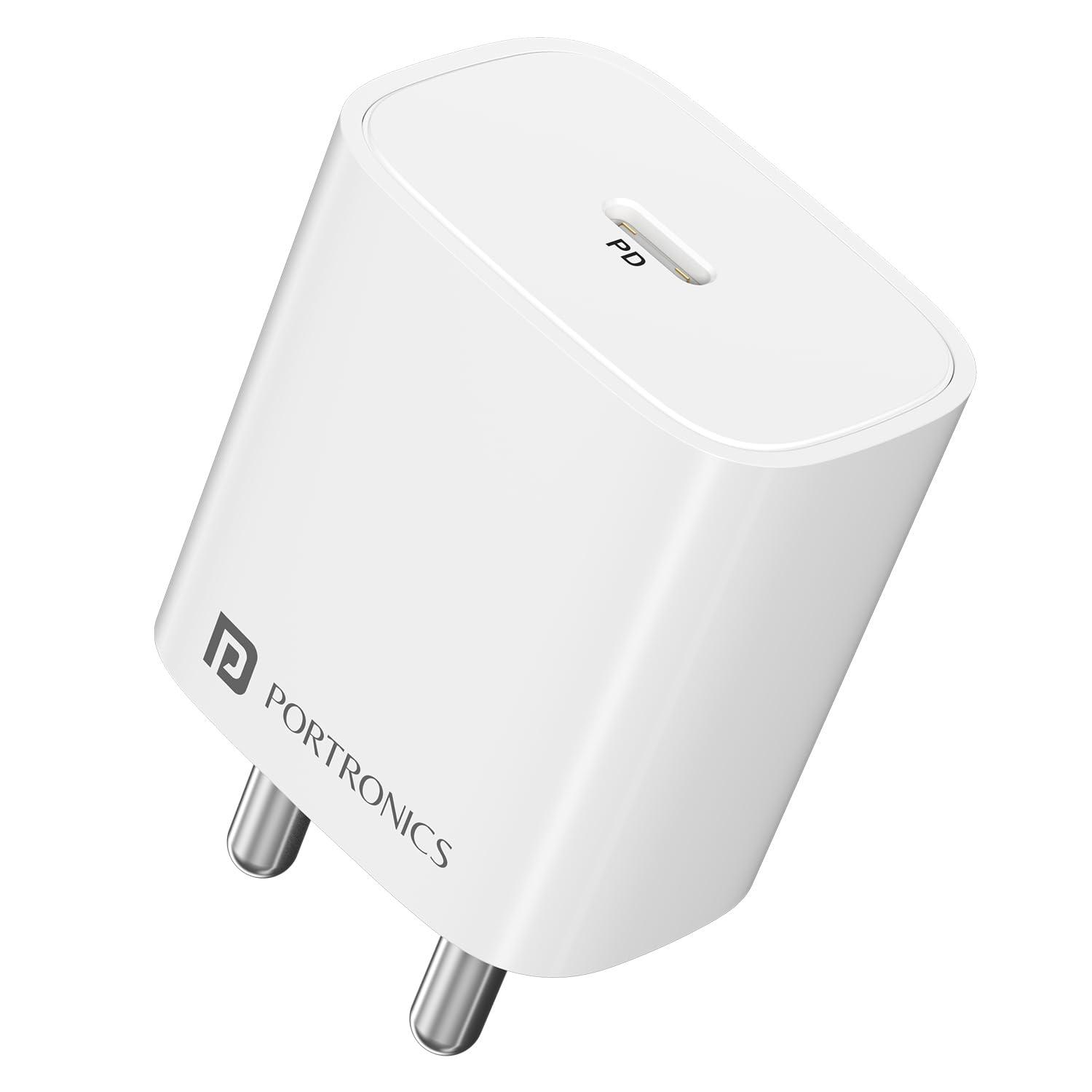 Portronics Adapto 25 Plus 25W Type C PD Superfast Slim Mobile Charging Adaptor,GaN Technology,Compatible with iPhone 16/15/14/13/12/11 Pro,Max Series, Samsung Portronics Adapto 25 Plus 25W Type C PD Superfast Slim Mobile Charging Adaptor,GaN Technology,Compatible with iPhone 16/15/14/13/12/11 Pro,Max Series, Samsung
