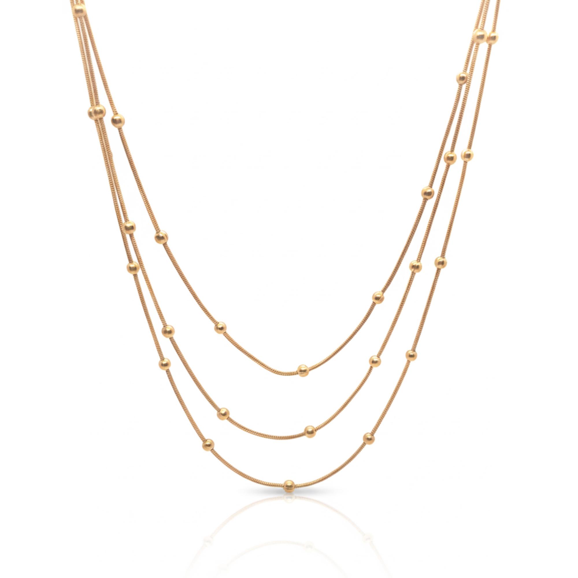 kayya21 elegant layered gold beaded chain necklace polished finish anti tarnish pack of 1
