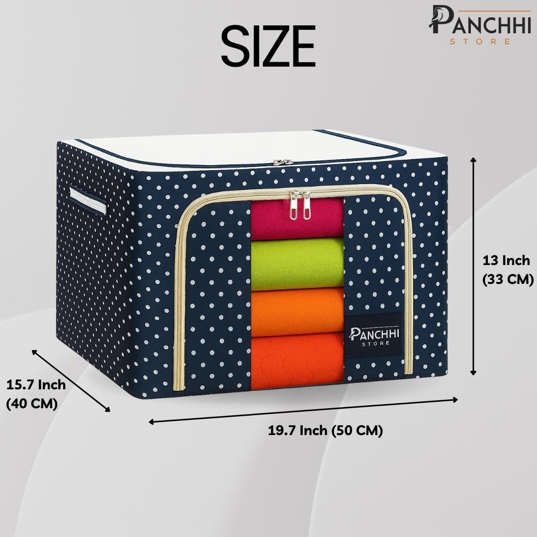 Panchhi Store Storage Box and Organiser 66 Liter Wardrobe Organizer for Storage Foldable Steel Frame Storage organiser with Zipper with Panchhi Store Storage Box and Organiser 66 Liter Wardrobe Organizer for Storage Foldable Steel Frame Storage organiser with Zipper with