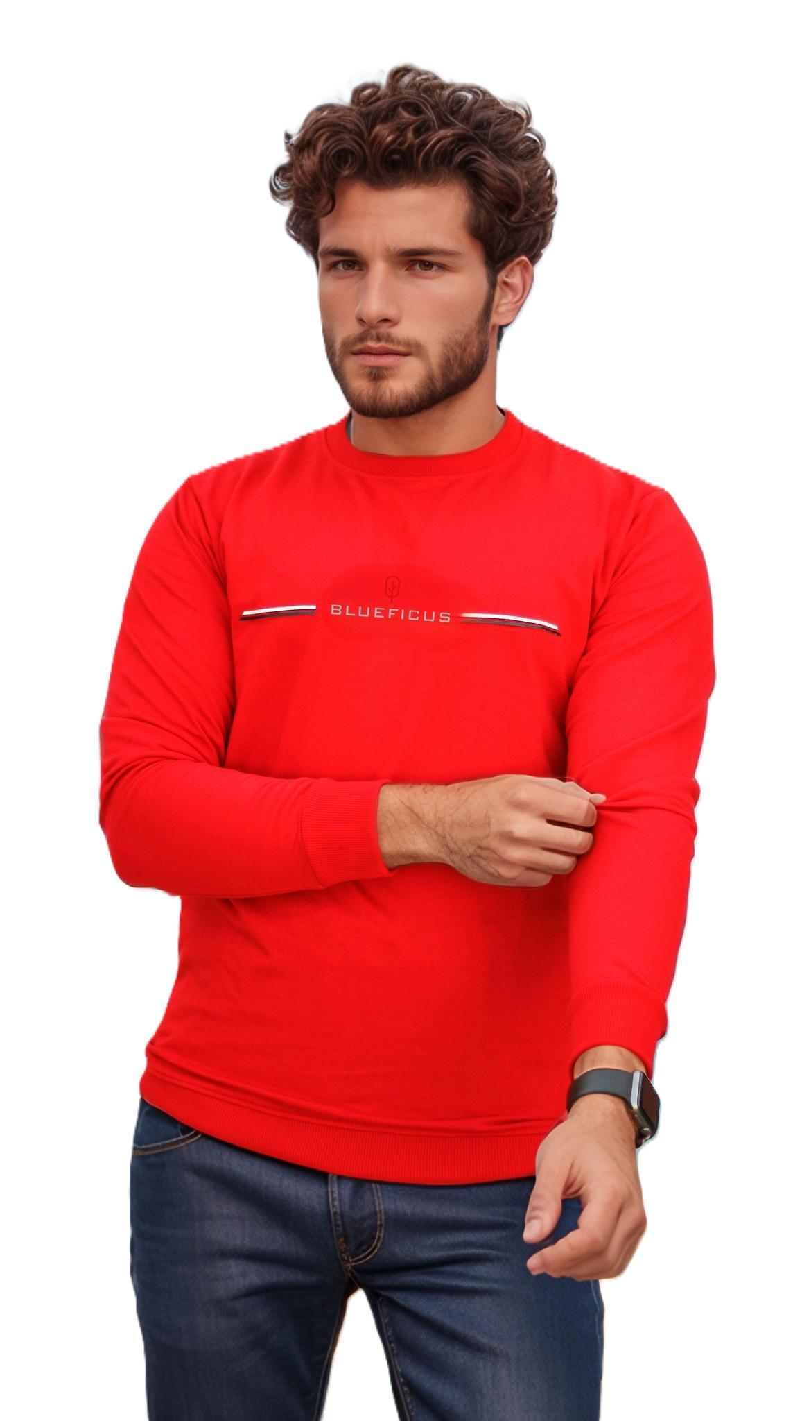 blueficus mens regular fit cotton blend loop knit pre winter sweatshirt round neck