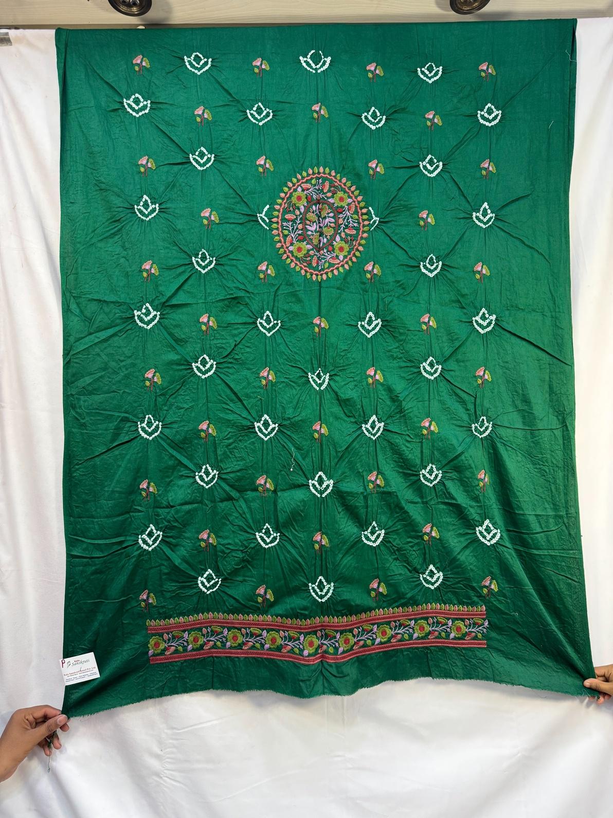 Kala Sanskruti All Over Green Color Cotton Bandhani Kurti Material 3 M Elegant Traditional Kurti Cotton Satin Fabric for Women green Unstitched