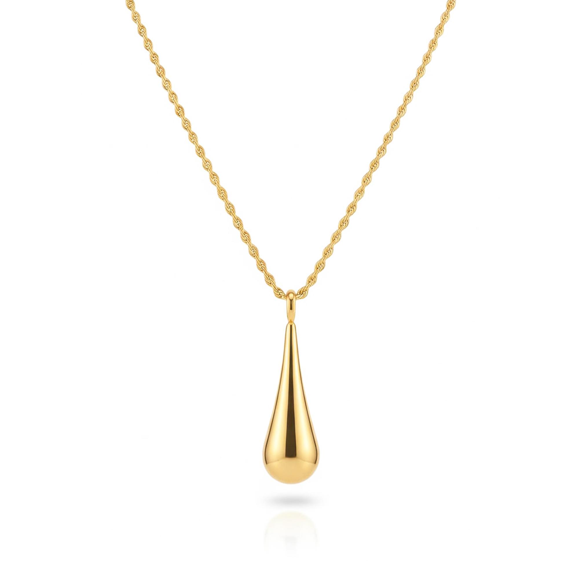 kayya21 gold plated teardrop pendant necklace stainless steel anti tarnish lightweight pack of 1