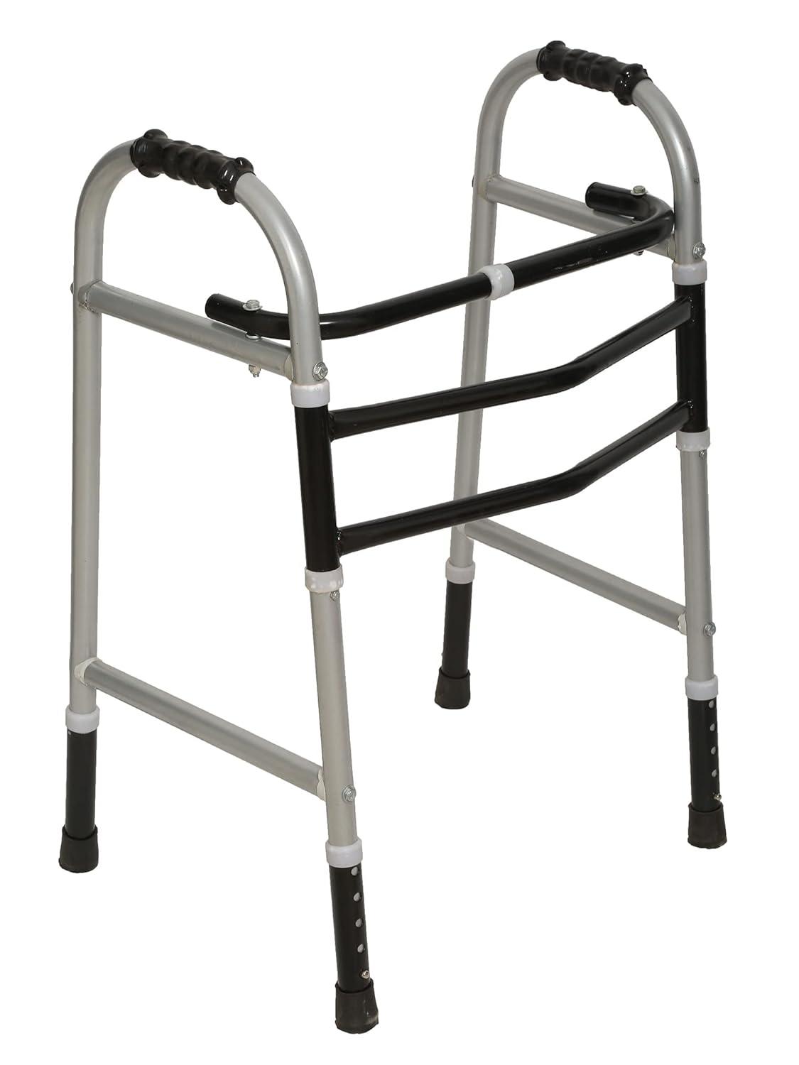 Tan45 Lightweight Folding Walker for Seniors | Powder Coated Adjustable Walker for Adults, Elderly, Handicapped | Medical Walking Stand for