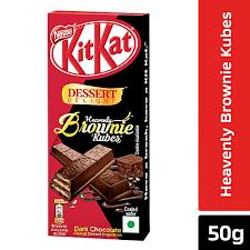 nestle kitkat dessert delight heavenly brownie kubes wafer coated with dark chocolate 50 g