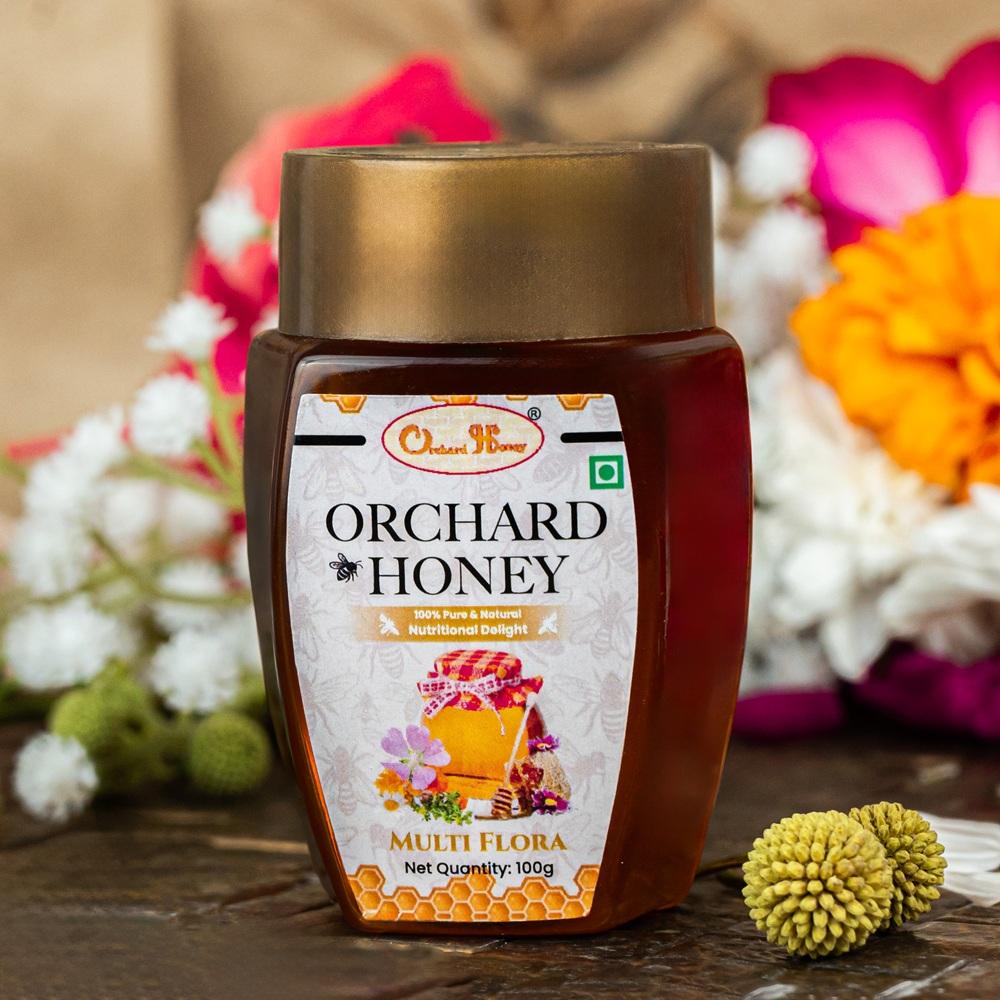 orchard honey multi flora unprocessed honey 100 pure and natural honey rich in nutrients boosts immunity original bee honey 100gm 