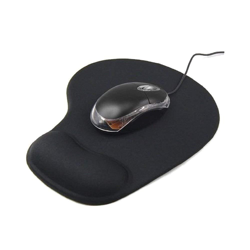 Mouse Pad with Comfortable Wrist Rest Support and Lycra Cloth for Easy Pain Relief, Durable and Washable, Classic ( Black) black