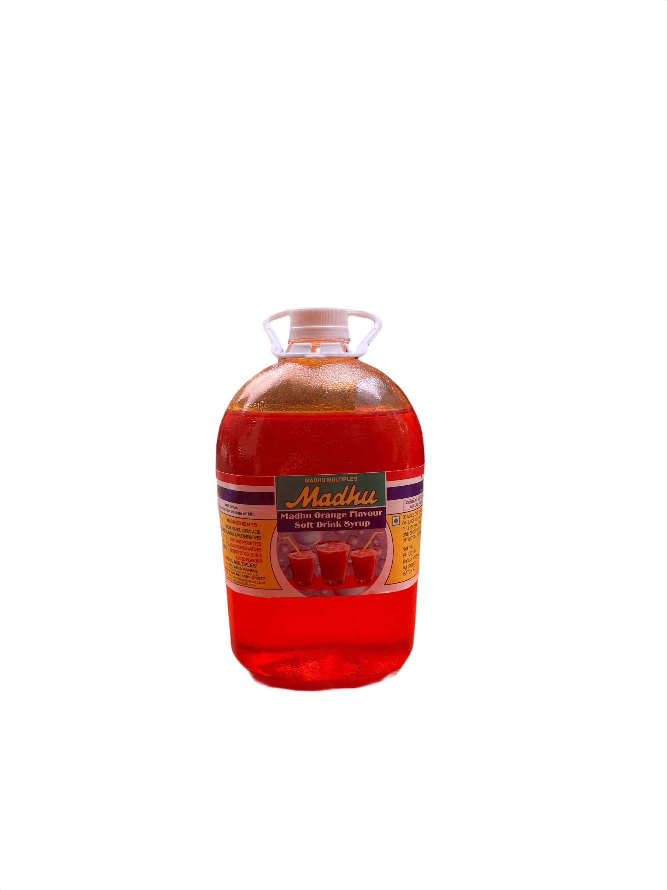 madhu orange flavour soft drink syrup 1litre