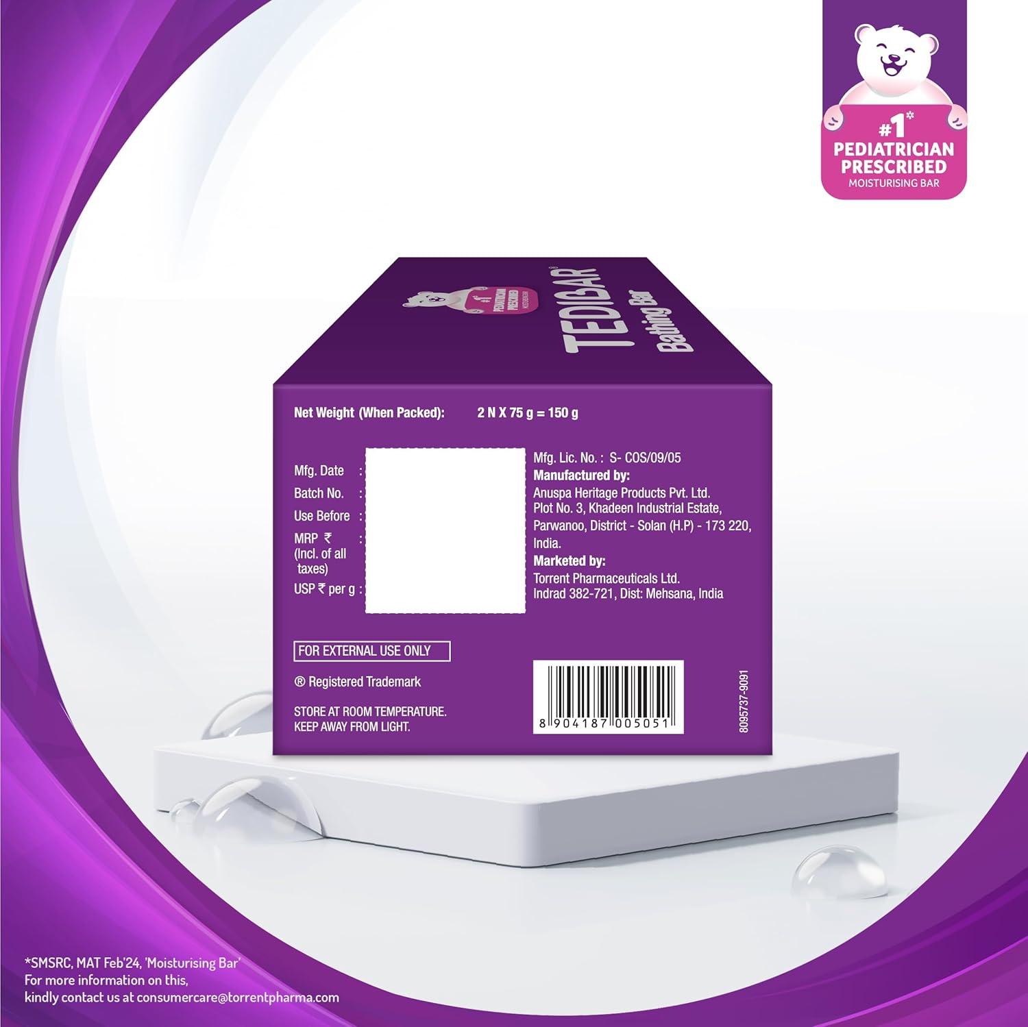 Tedibar Baby Bathing Bar 75gm each (Pack of 2)