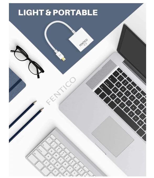 Mini (DP) DisplayPort (M) to VGA (F) Adapter Compatible with Computer, Desktop, Laptop, PC, Monitor, Projector, HDTV-White