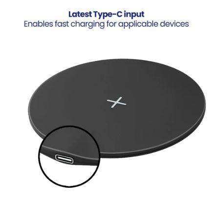 Wireless Charger 15W Type-C Fast Charging Pad Ultra-thin Round Mobile Phone Charger