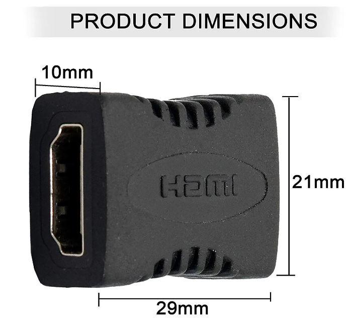 HDMI Female to Female Type-A Coupler Extender | Converter for HDTV, TV Stick, Chromecast, Laptop, Projector