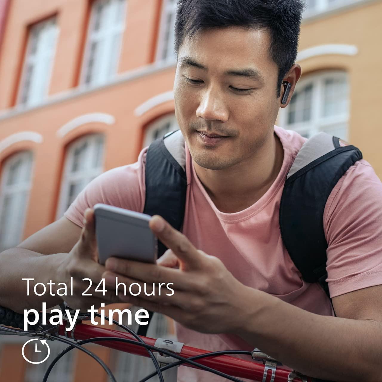 Philips Audio TWS TAT3225 True Wireless Earbuds | 24 Hr Playtime, IPX4, Bluetooth 5.2, Voice Assistant - Black