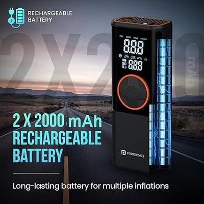 Portronics Vayu 4.0 Tyre Inflator with 2-in-1 Rechargeable & Corded Power, Preset Inflation Modes, Digital Display, Flashlight Torch, Auto Shut-Off, Air Pump Compressor for Car & Bike (Black)