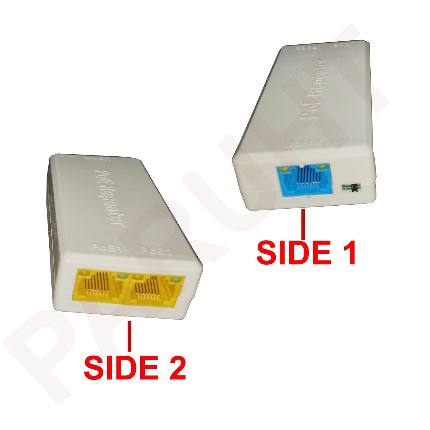 POE Repeater 10/100Mbps – 1 to 2 Port POE Extender for IP Cameras, Networking Device Supporting 2 Cameras up to 100M, No External Power Required