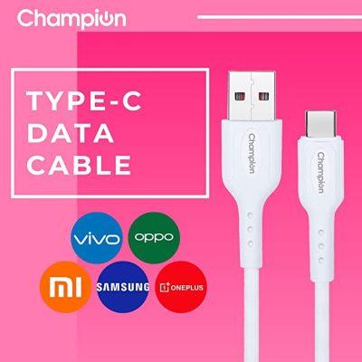 Champion USB A to Type-C 3Amp Data Sync & Fast Charging Cable PVC for all Android & USB Type-C Devices